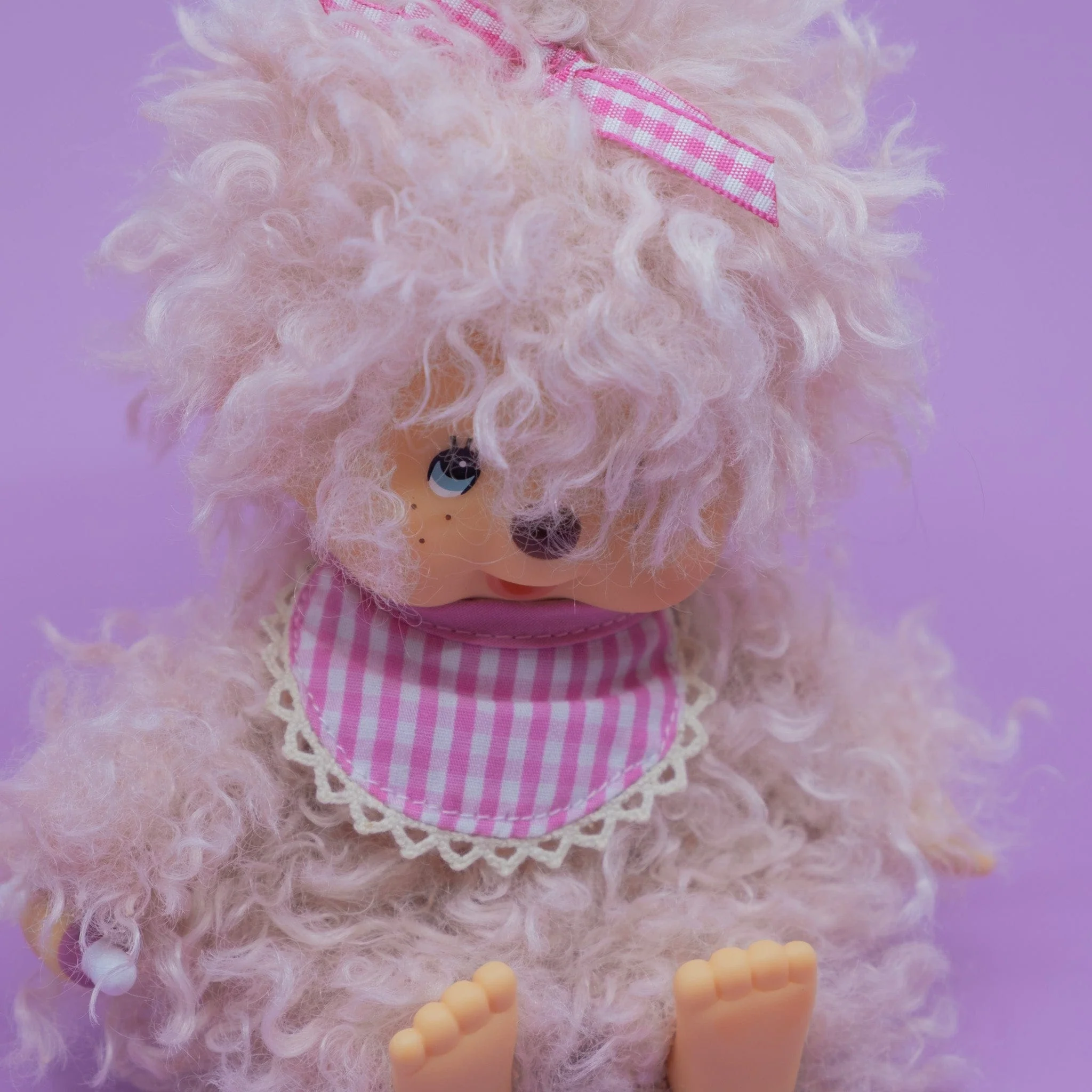 Monchhichi Fluffy Pink Beige 8" Plush - Image 3