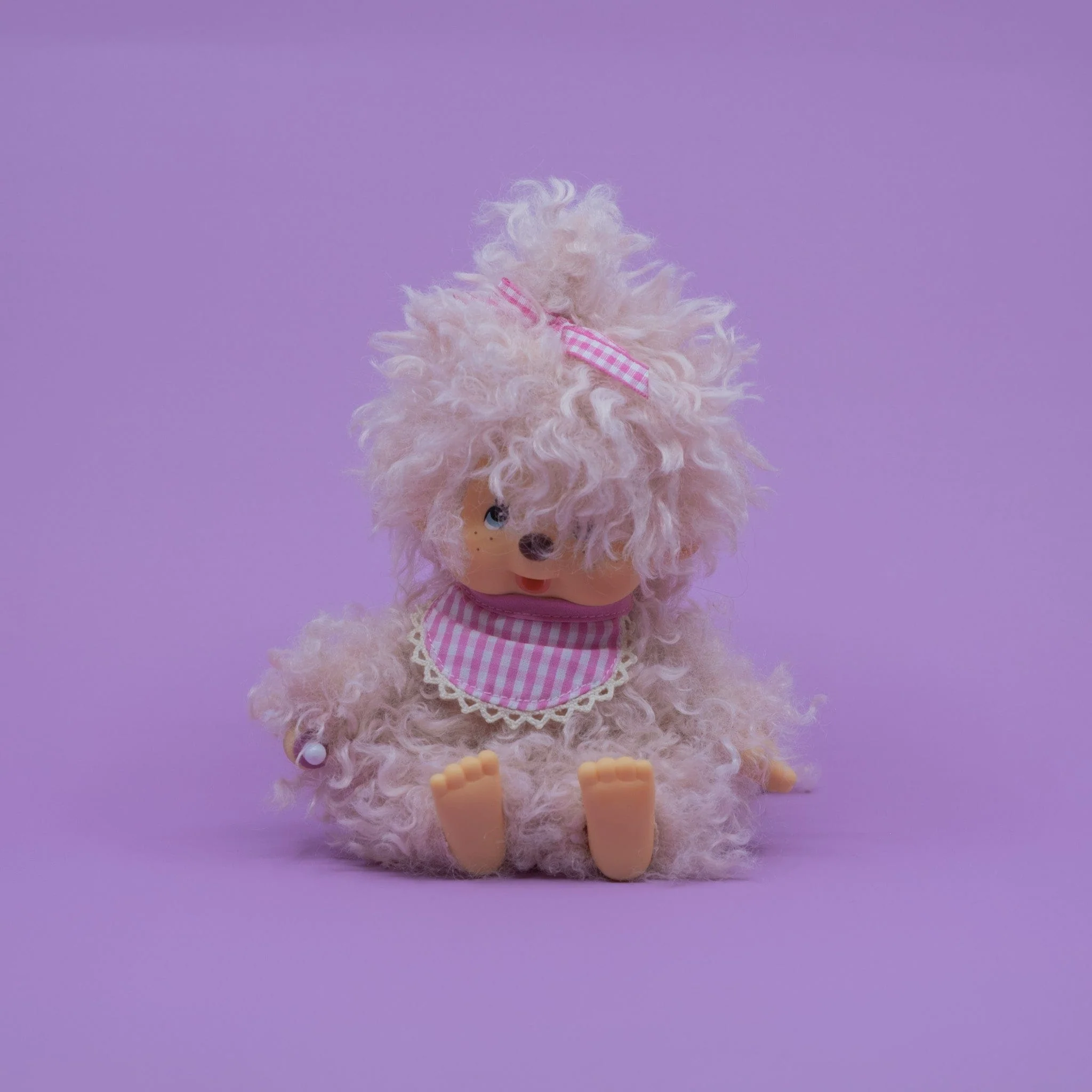 Monchhichi Fluffy Pink Beige 8" Plush - Image 4